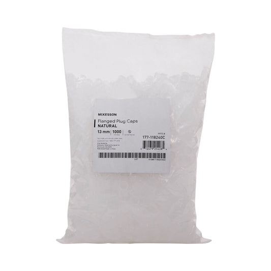 McKesson Flanged Plug Cap, Colorless, Polyethylene, for use with 13 mm Tubes, BG/1000