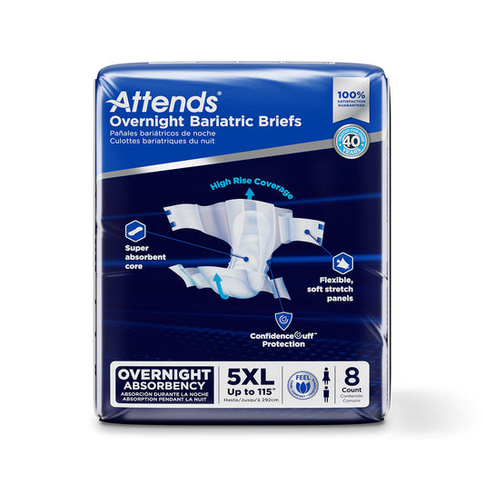 Attends® Overnight Bariatric Briefs, 5X-Large, CS/32