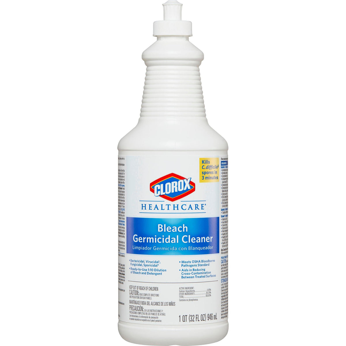 Clorox Healthcare® Bleach Germicidal Cleaner, 32-ounce bottle, EA/1
