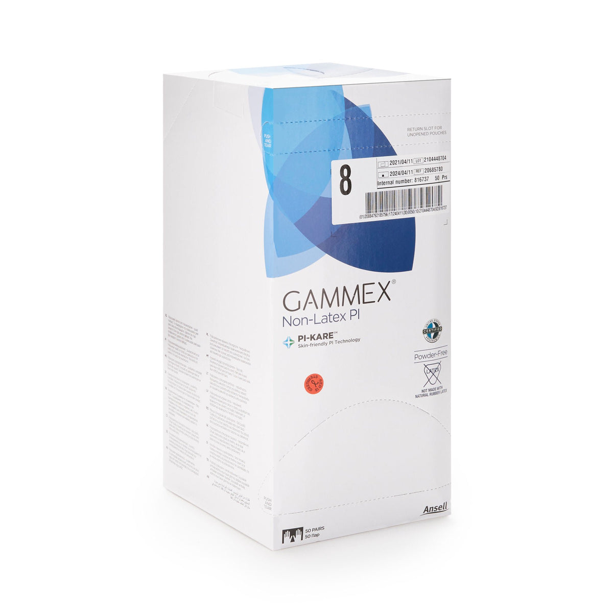Gammex® Non-Latex PI Polyisoprene Surgical Glove, Size 8, White