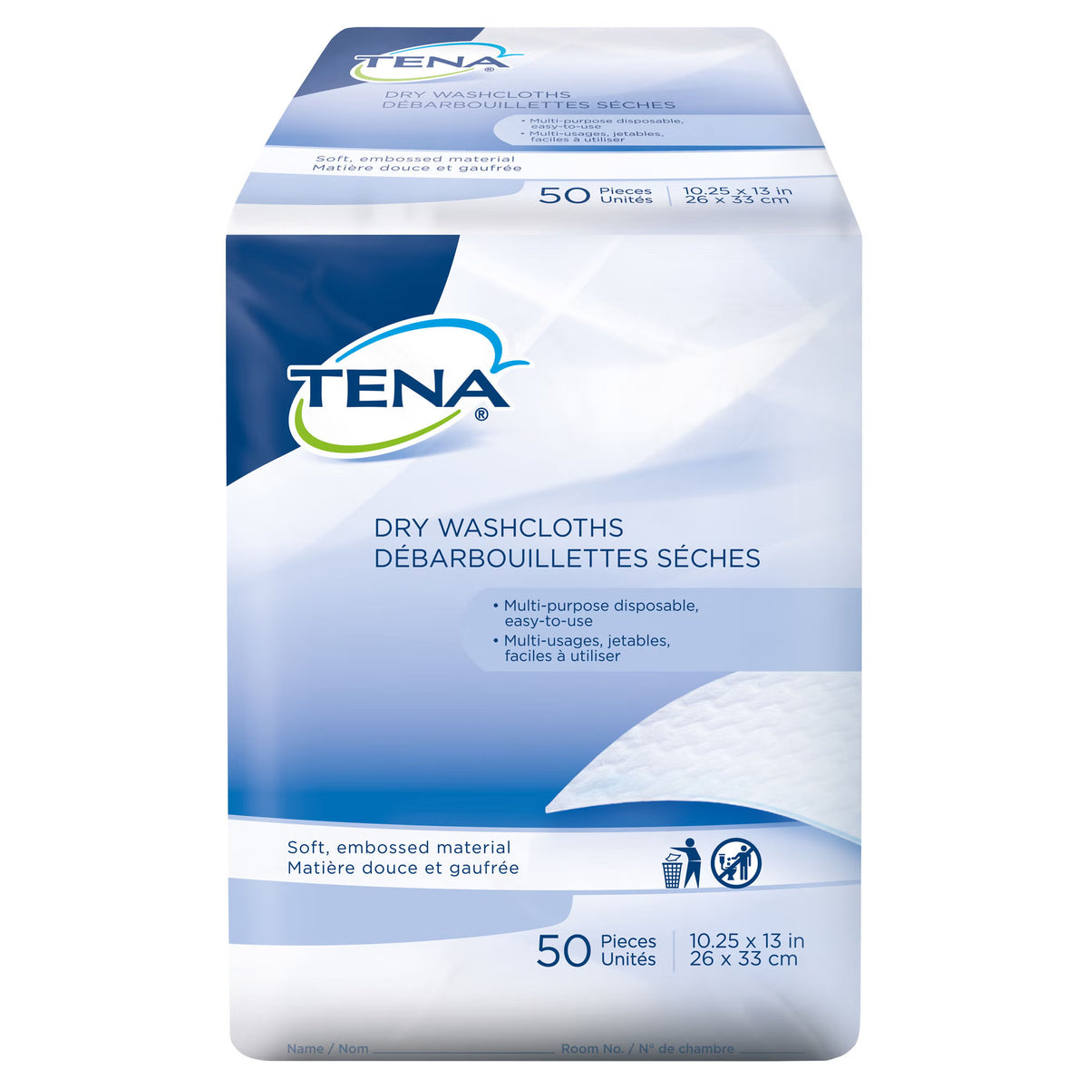 Tena® Dry Disposable Washcloths, 10.25 x 13 Inch, BG/1