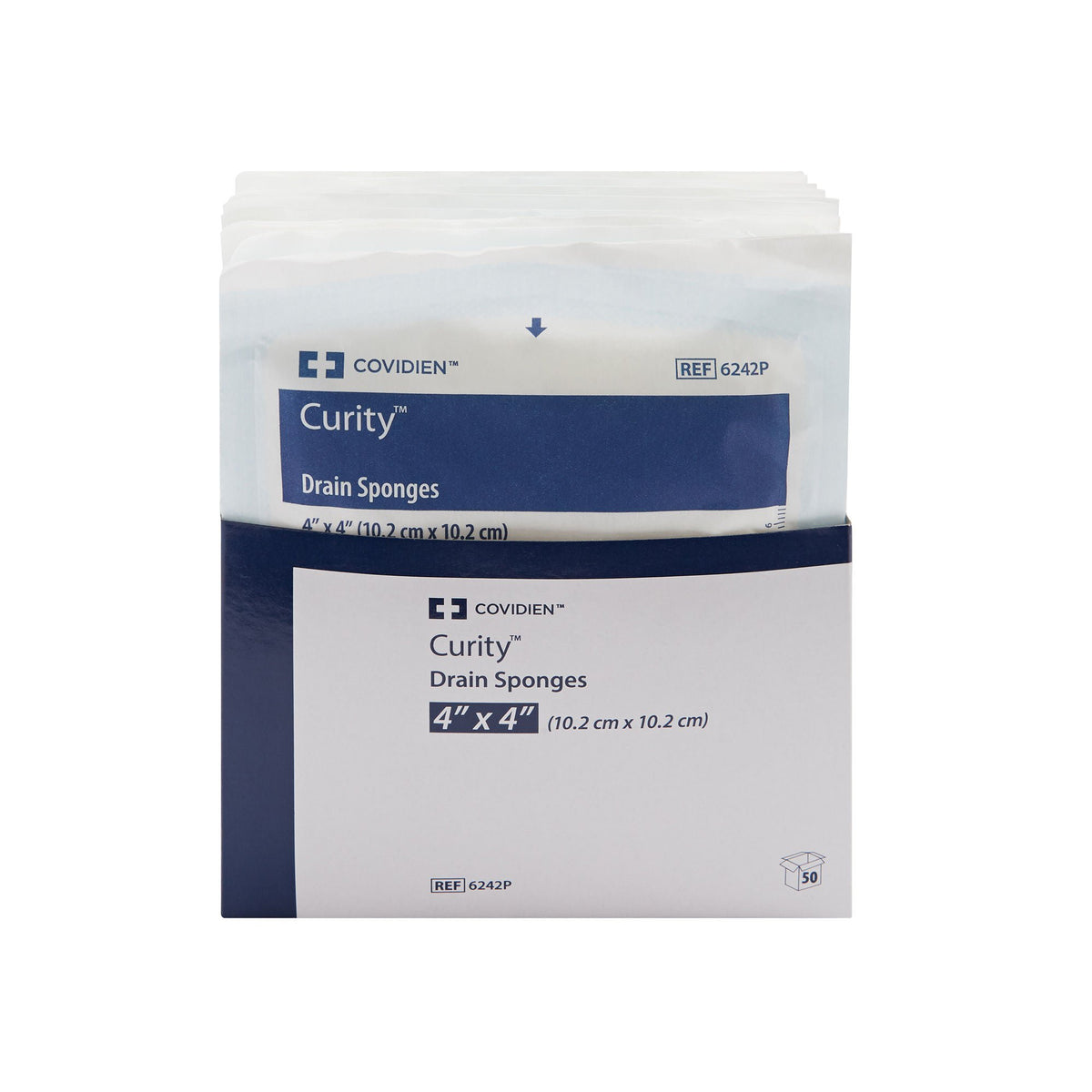 Curity™ Drain Sponge, 4 x 4 Inch, Six-Ply