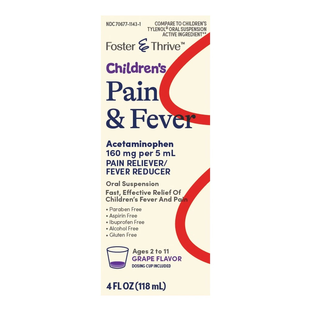 Foster & Thrive™ Acetaminophen Children's Pain Relief, Grape Flavor, EA/1