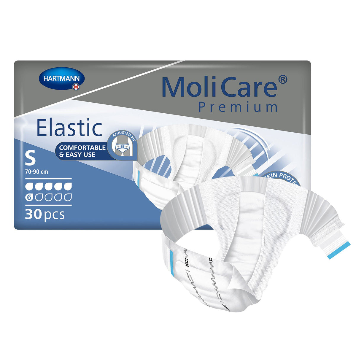 MoliCare® Premium Elastic 6 Drop Absorbency Incontinence Briefs, Small, BG/30
