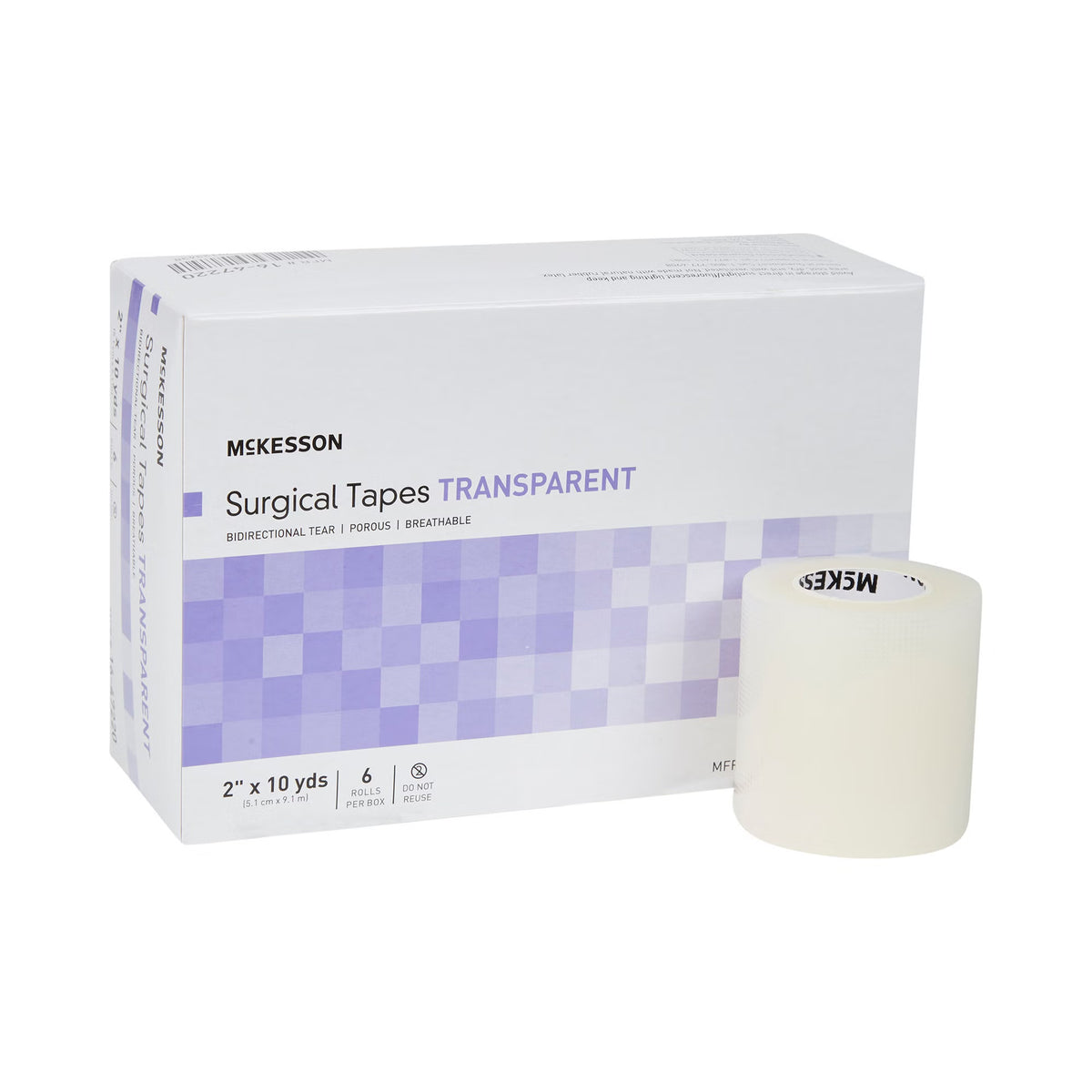 McKesson Plastic Medical Tape, 2 Inch x 10 Yard, Transparent, BX/6