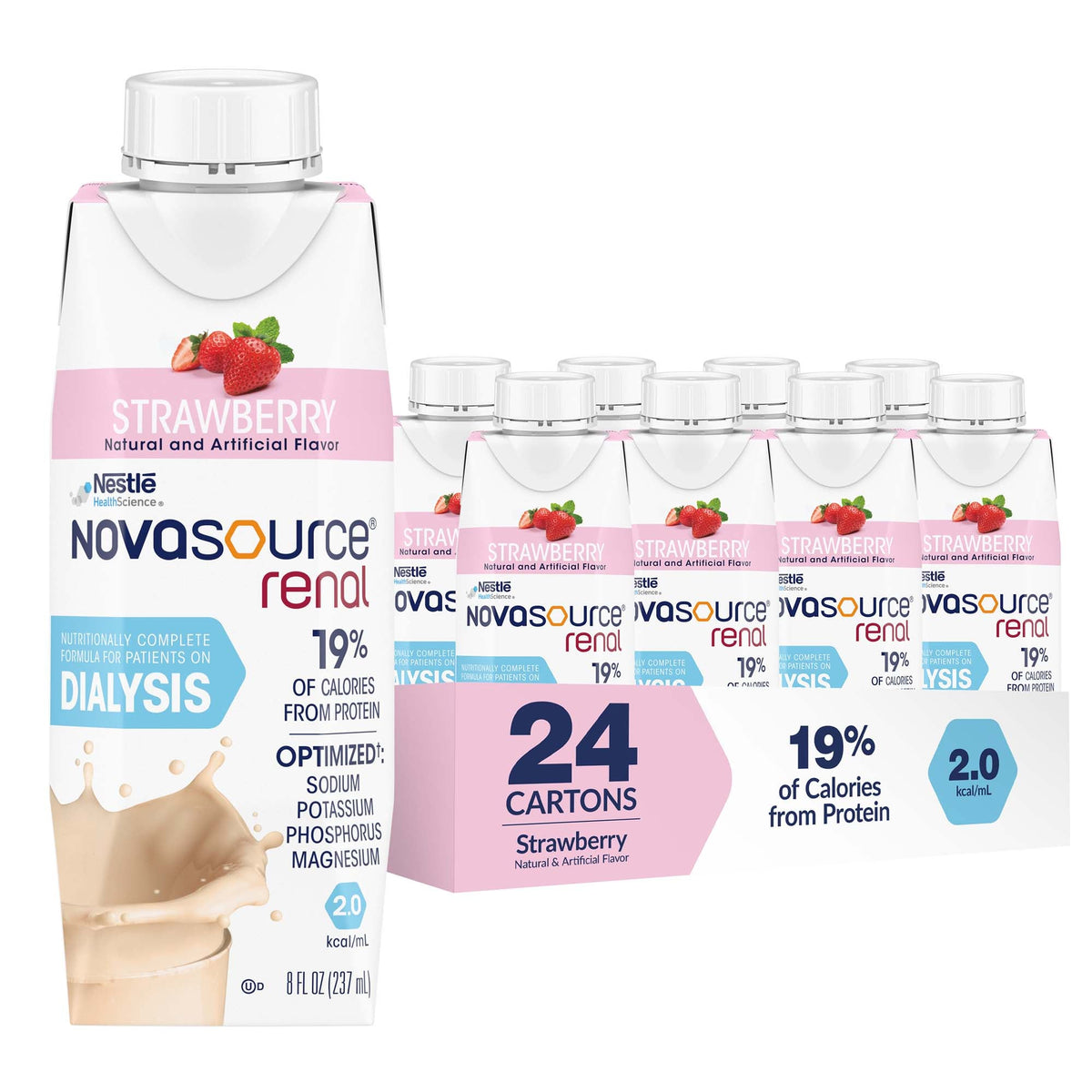 Novasource® Renal Strawberry Formula for Patients on Dialysis, 8-ounce Carton, EA/1
