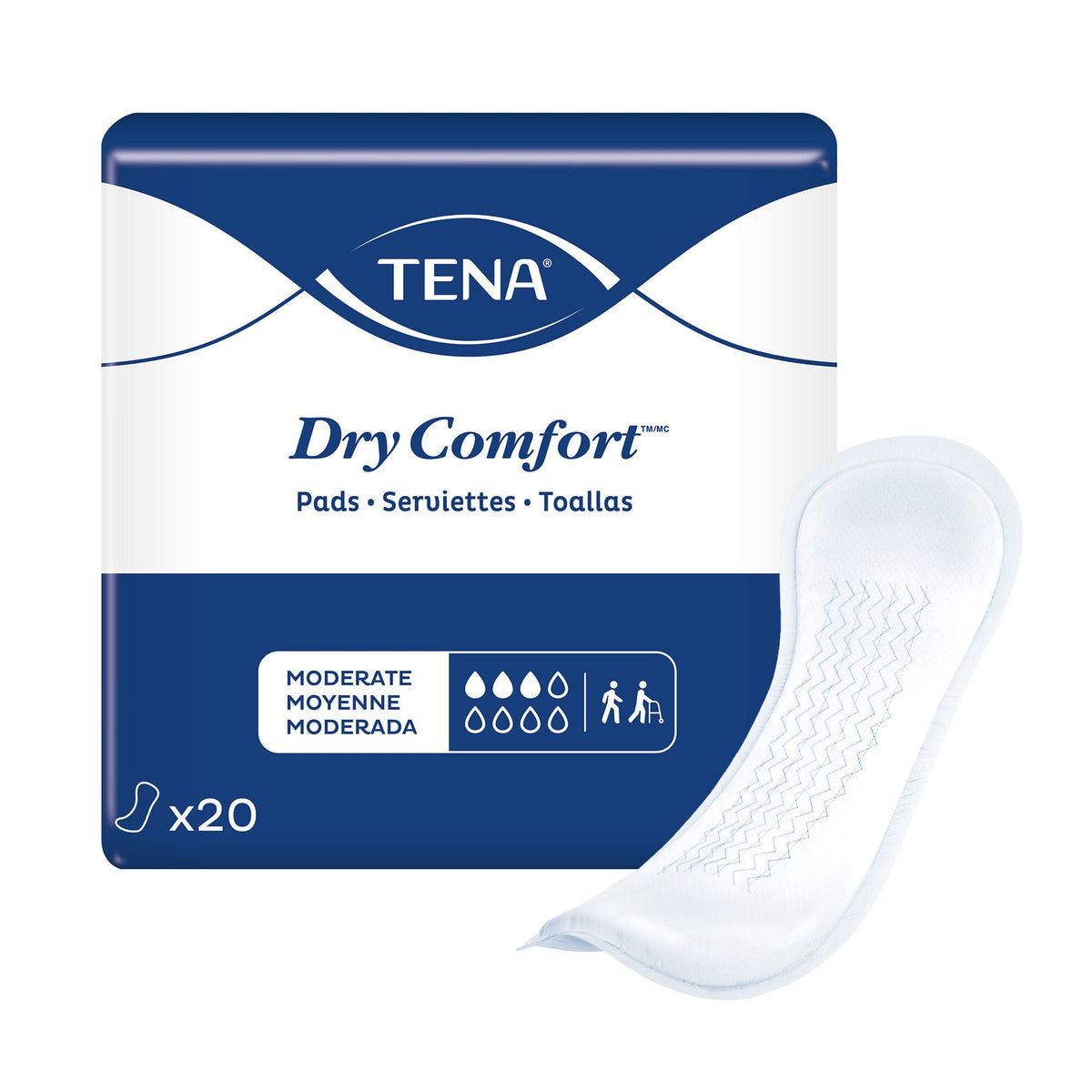 Tena® Dry Comfort™ Bladder Control Pad, 11 Inches Long, BG/20