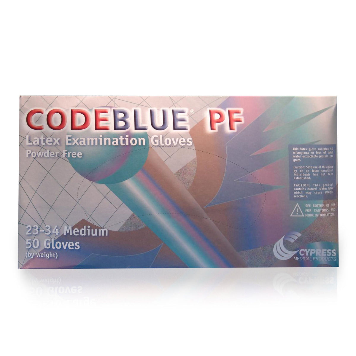 CodeBlue® PF Latex Extended Cuff Length Exam Glove, Medium, Blue, BX/50