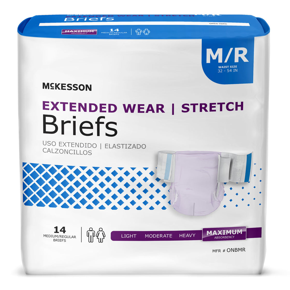 McKesson Extended Wear Maximum Absorbency Incontinence Brief, Medium, BG/14