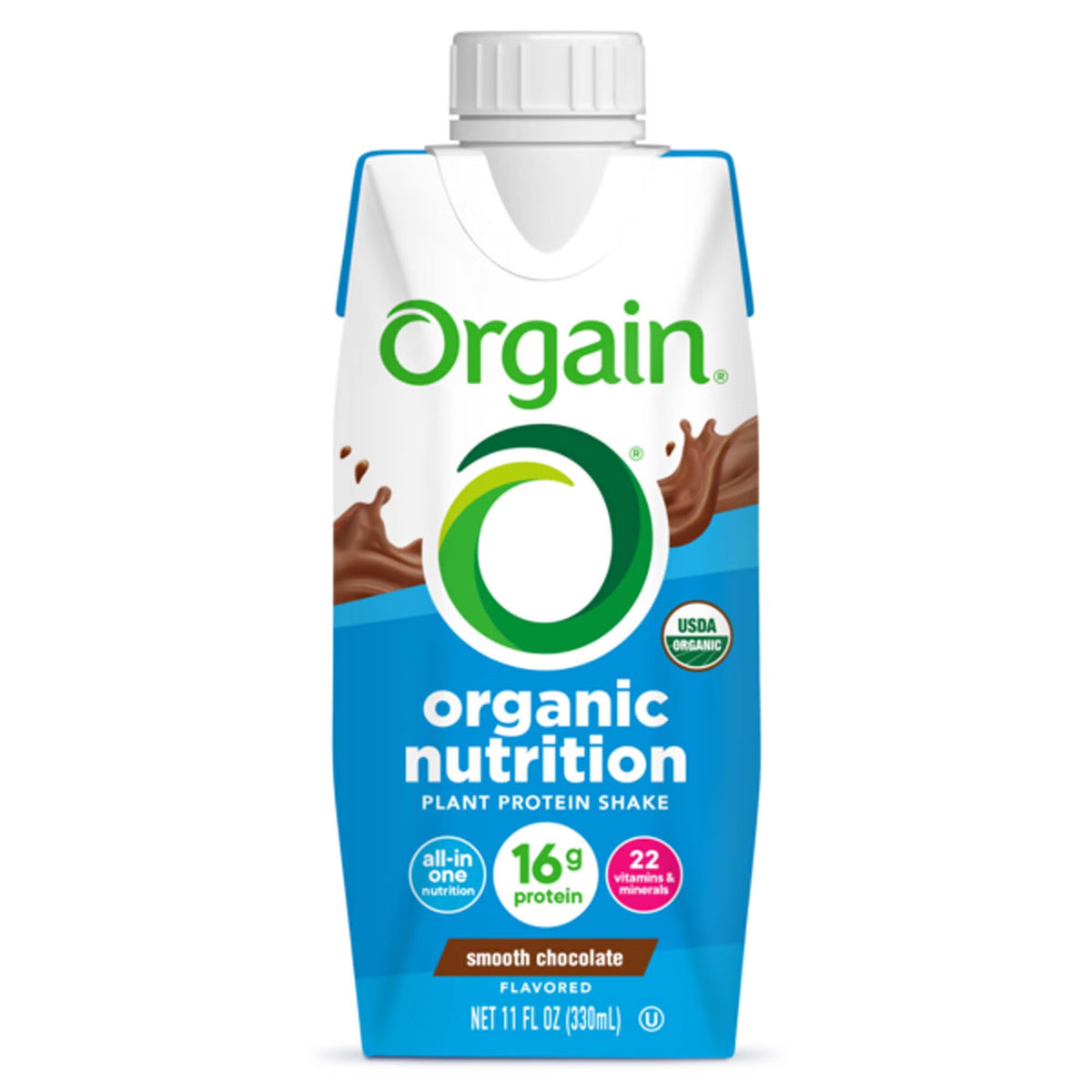 Oral Supplement Orgain® Organic Nutrition™ Vegan Shake Smooth Chocolate Flavor Liquid 11 oz. Carton