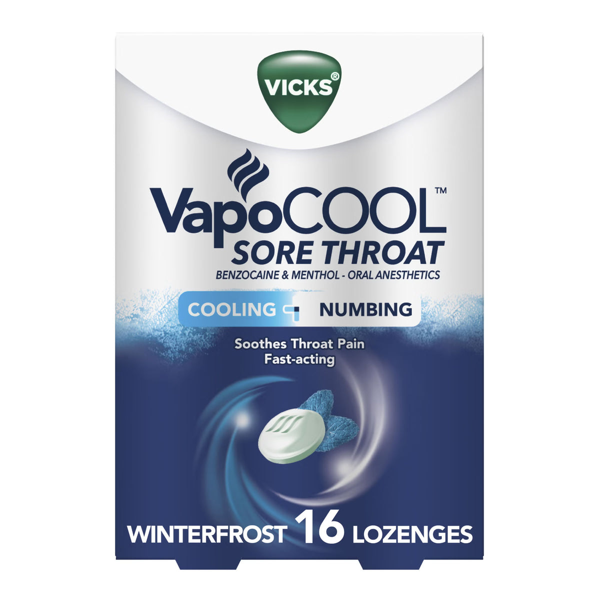 Vicks VapoCool Sore Throat Lozenges Winterfrost, CT/1