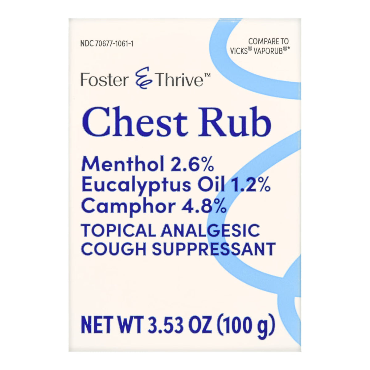 Foster & Thrive™ Chest Rub 2.6% Menthol 1.2% Eucalyptus Oil 4.8% Camphor, EA/1