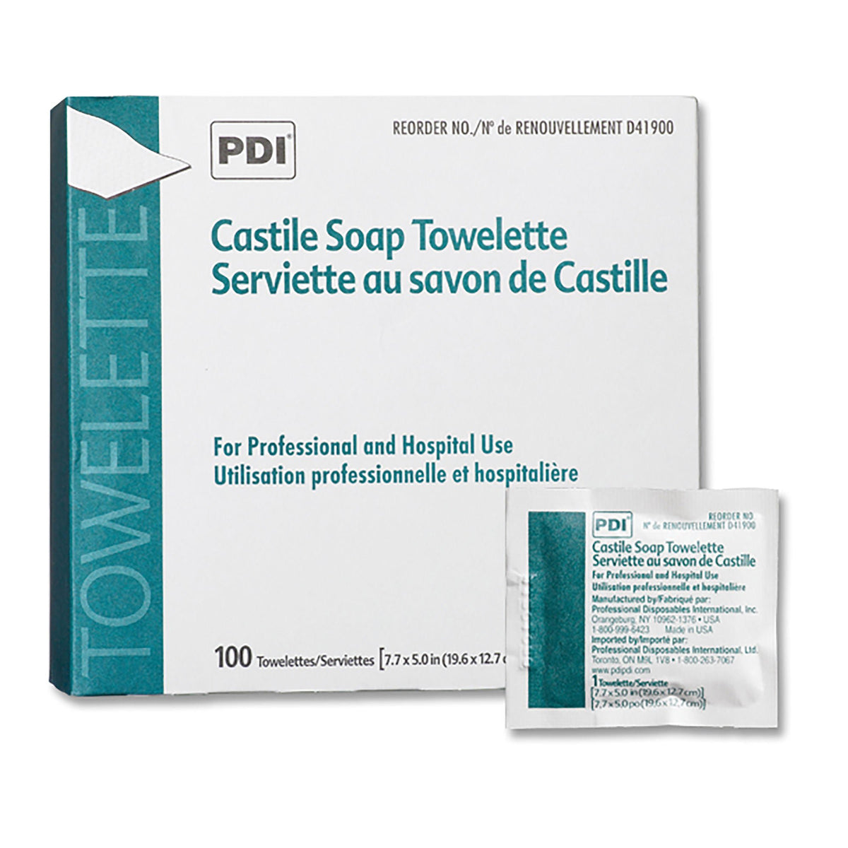 PDI® Scented Castile Soap Towelettes, Individual Packet, BX/100