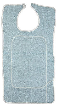 Beck's Classic Adult Bib with Barrier, White and Blue Terry, 18 x 36 Inch, EA/1