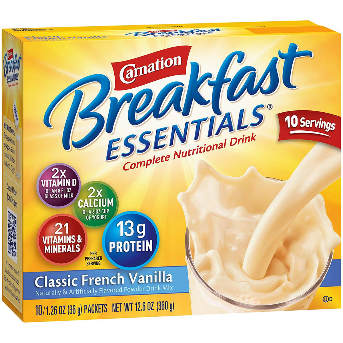 Carnation Breakfast Essentials® Vanilla Nutritional Drink, BX/10