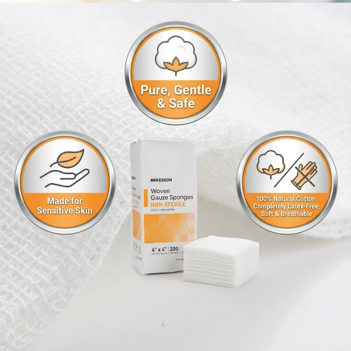McKesson Gauze Sponge, 4 x 4 Inch, 12-Ply