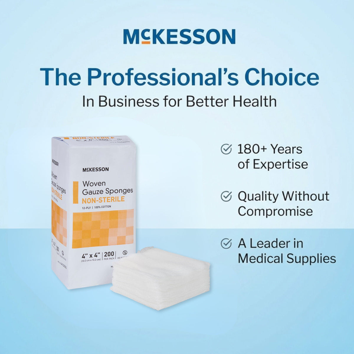 McKesson Gauze Sponge, 4 x 4 Inch, 12-Ply