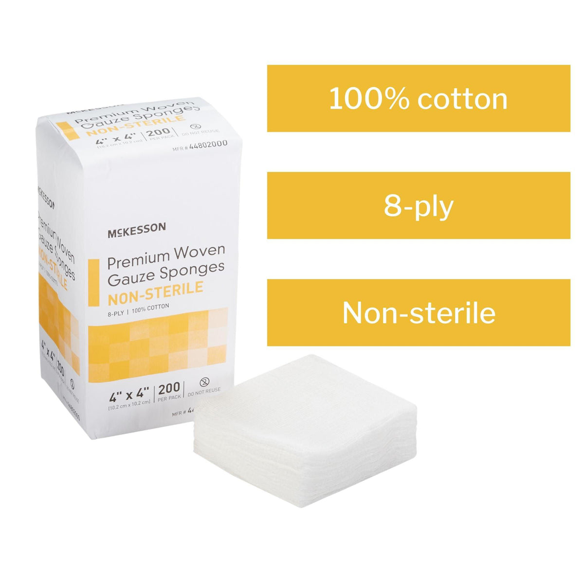 McKesson Gauze Sponge, 4 x 4 Inch, Eight Ply