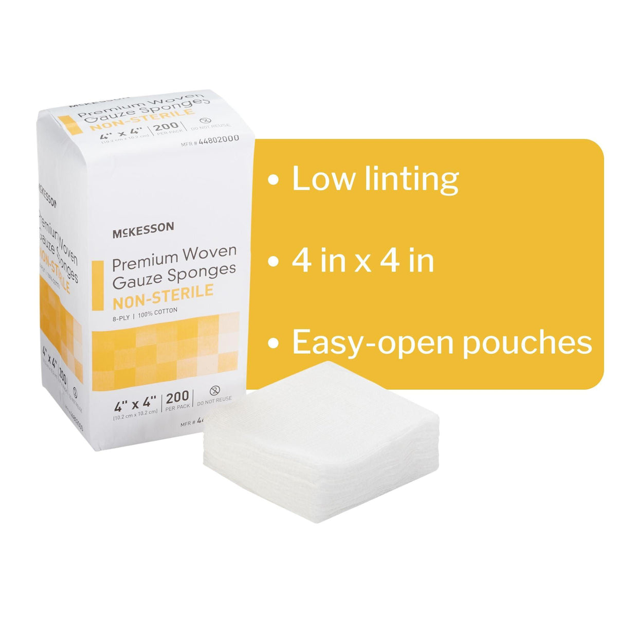 McKesson Gauze Sponge, 4 x 4 Inch, Eight Ply