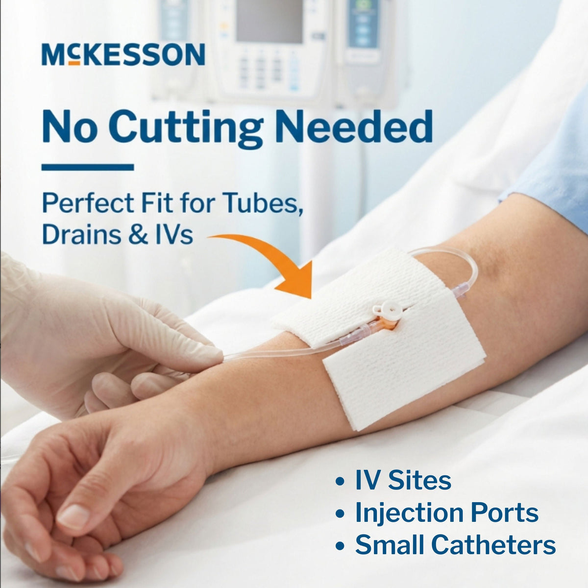 McKesson IV/Drain Split Dressing, 2 x 2 Inch, Six Ply