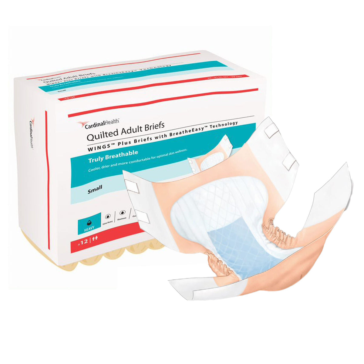 Wings™ Quilted Plus with BreatheEasy™ Technology Incontinence Brief, Small, BG/12