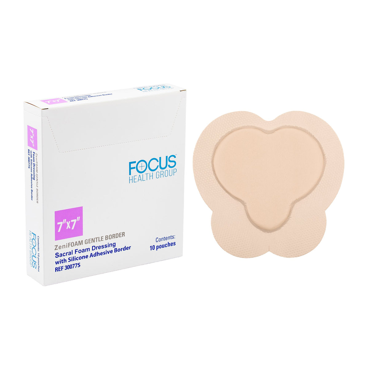 DRESSING, GENTLE BORDER ZENIFOAM SACRAL 7"X7" (10/BX), EA/1