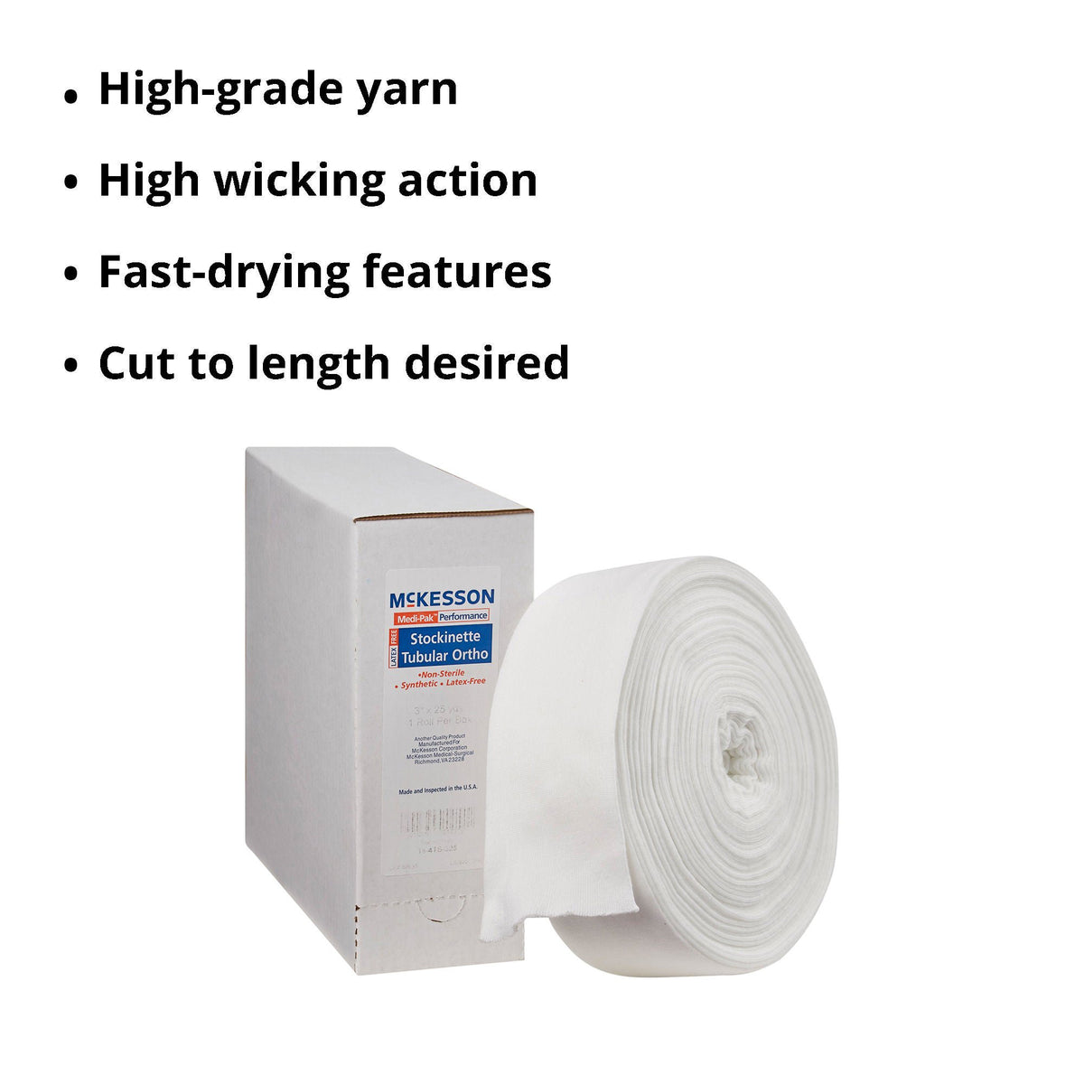McKesson White Polyester Tubular Stockinette, 3 Inch x 25 Yard
