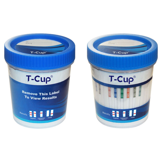 Drugs of Abuse Test Kit T-Cup® AMP, BAR, BUP, BZO, COC, mAMP/MET, MDMA, MOP, MTD, OXY, PCP, THC (CR, pH, SG) 25 Tests CLIA Waived