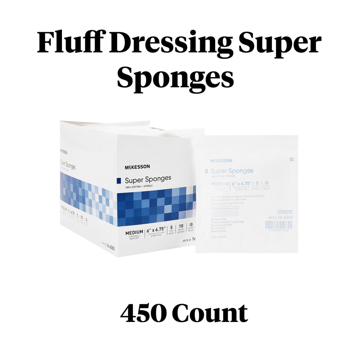 McKesson Sterile Fluff Dressing, 6 x 6-3/4 Inch