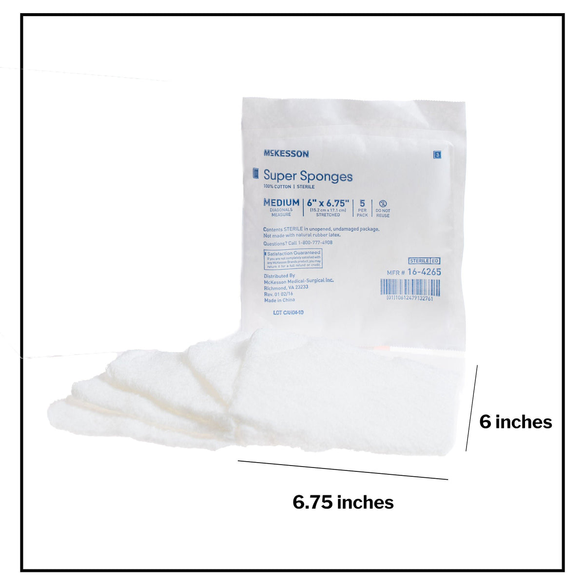 McKesson Sterile Fluff Dressing, 6 x 6-3/4 Inch