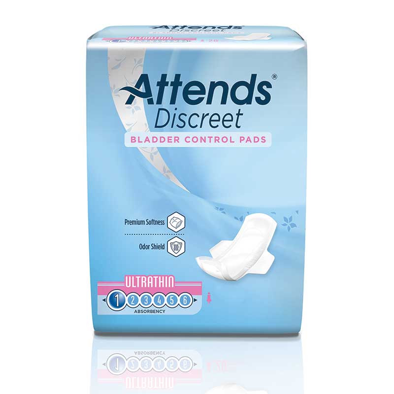 Attends Discreet Ultrathin Pads 9" Long, PK/20