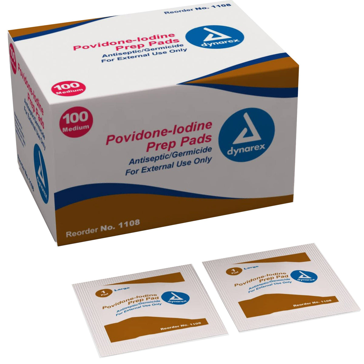 dynarex® Povidone-Iodine Prep Pad, Antiseptic, nonwoven, BX/100