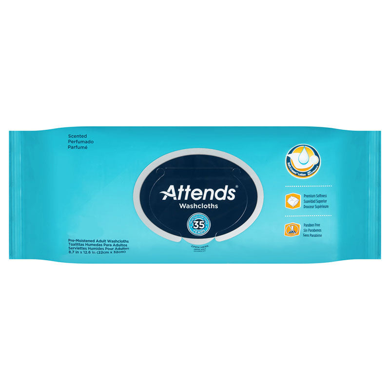 Attends Adult Washcloth Large 8" x 12-1/2", PK/48