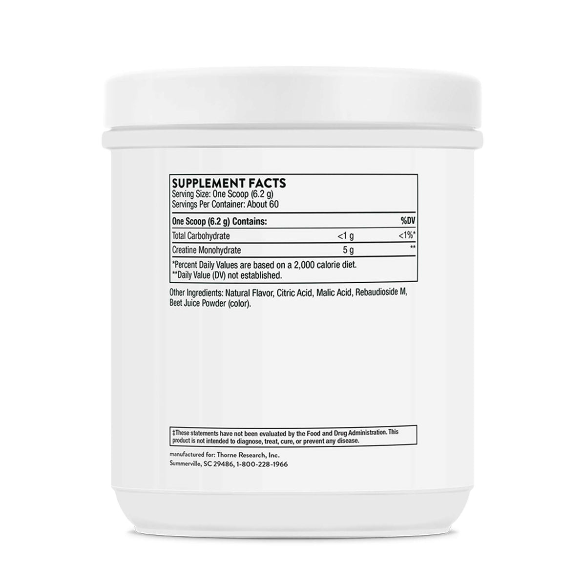 Oral Supplement THORNE® Creatine Strawberry Flavor Powder 13.1 oz. Canister