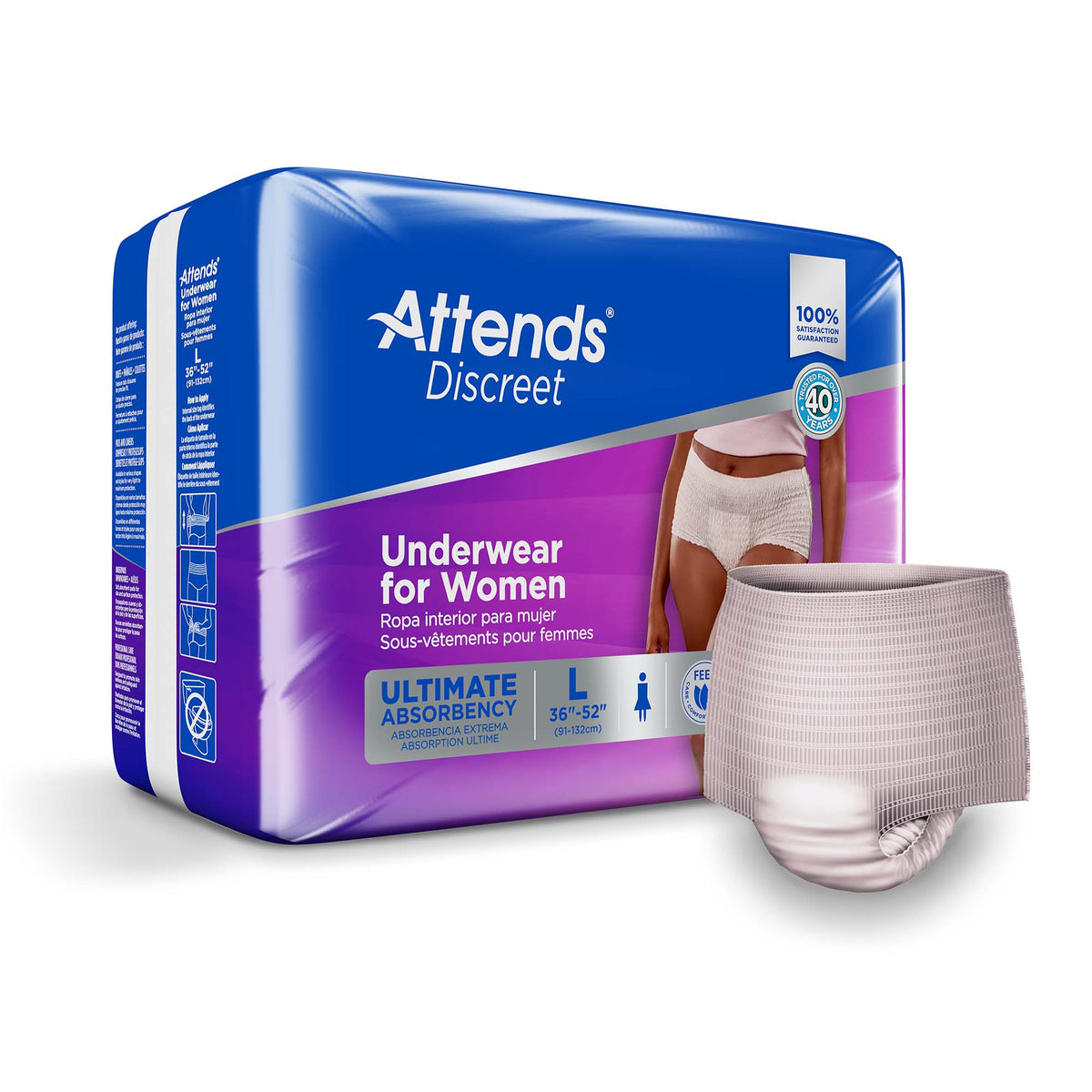 Attends® Discreet Women's Underwear, Level 5, Large, CS/72