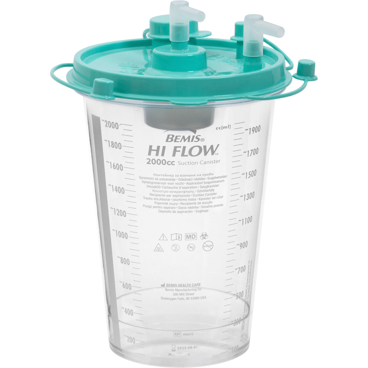 Hi-Flow™ Rigid Suction Canister for use with Bemis Quick-Drain™ Systems, 2000 mL, EA/1
