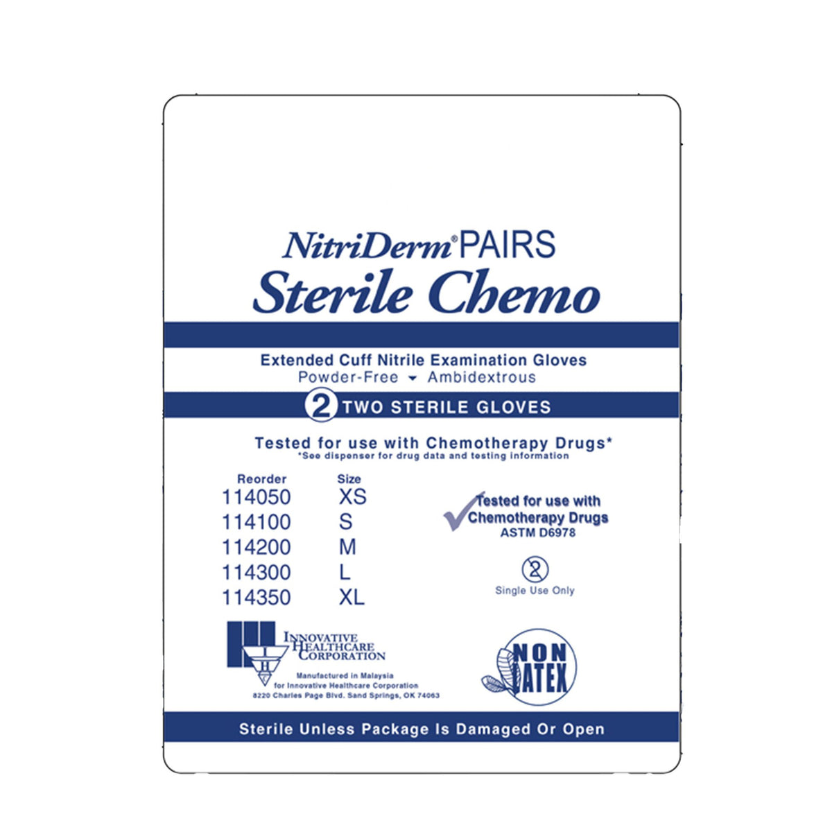 NitriDerm® EC Nitrile Extended Cuff Length Exam Glove, Small, Blue, BX/50