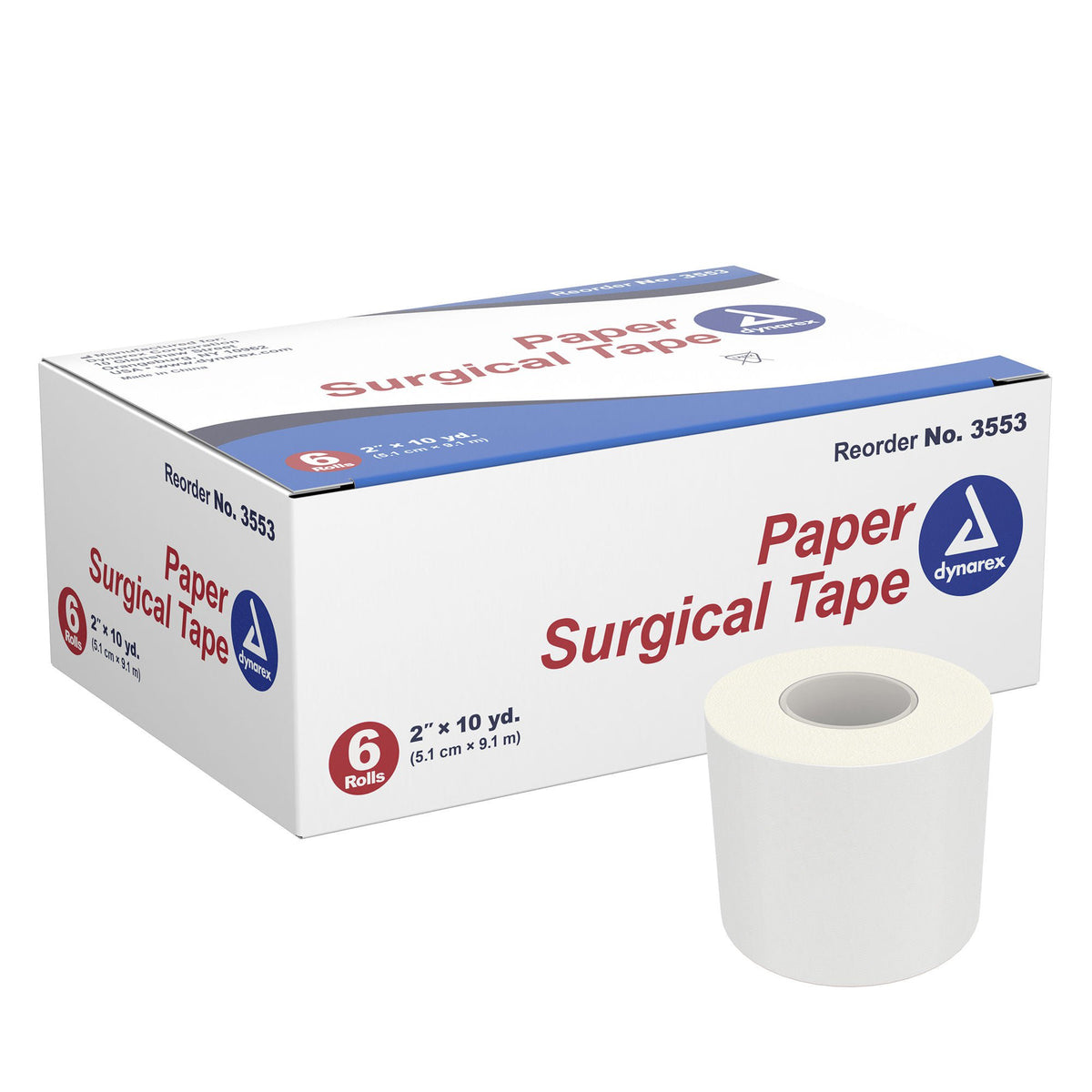 dynarex® Paper Medical Tape, 2 Inch x 10 Yard, White, BX/6