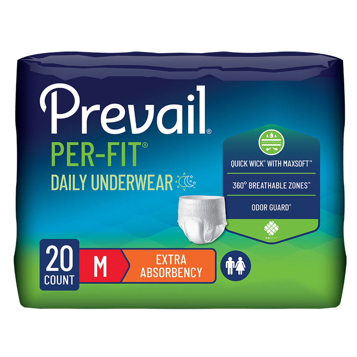 Prevail® Per-Fit® Extra Absorbent Underwear, Medium, CS/80