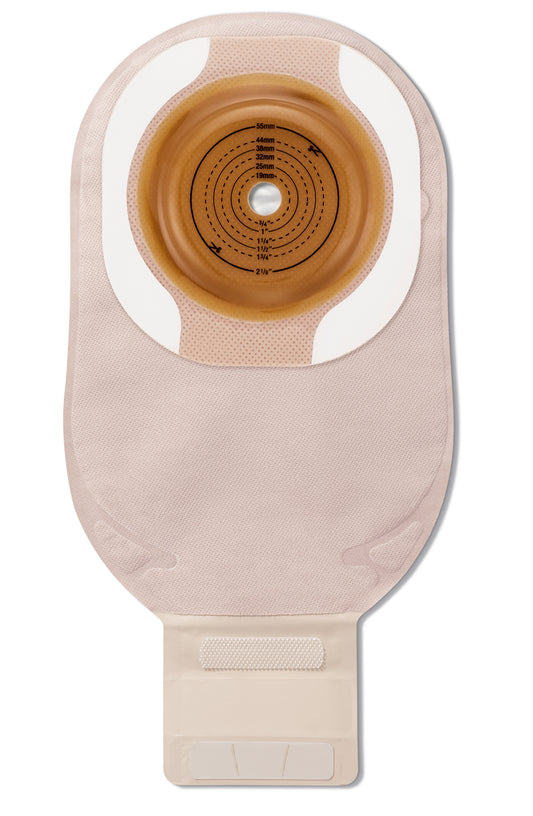 CeraPlus Soft Convex One-Piece Drainable Ostomy Pouching System, Lock 'n Roll Microseal Closure, Filter, Adhesive Border, Transparent, Cut-to-fit up to 1" Opening