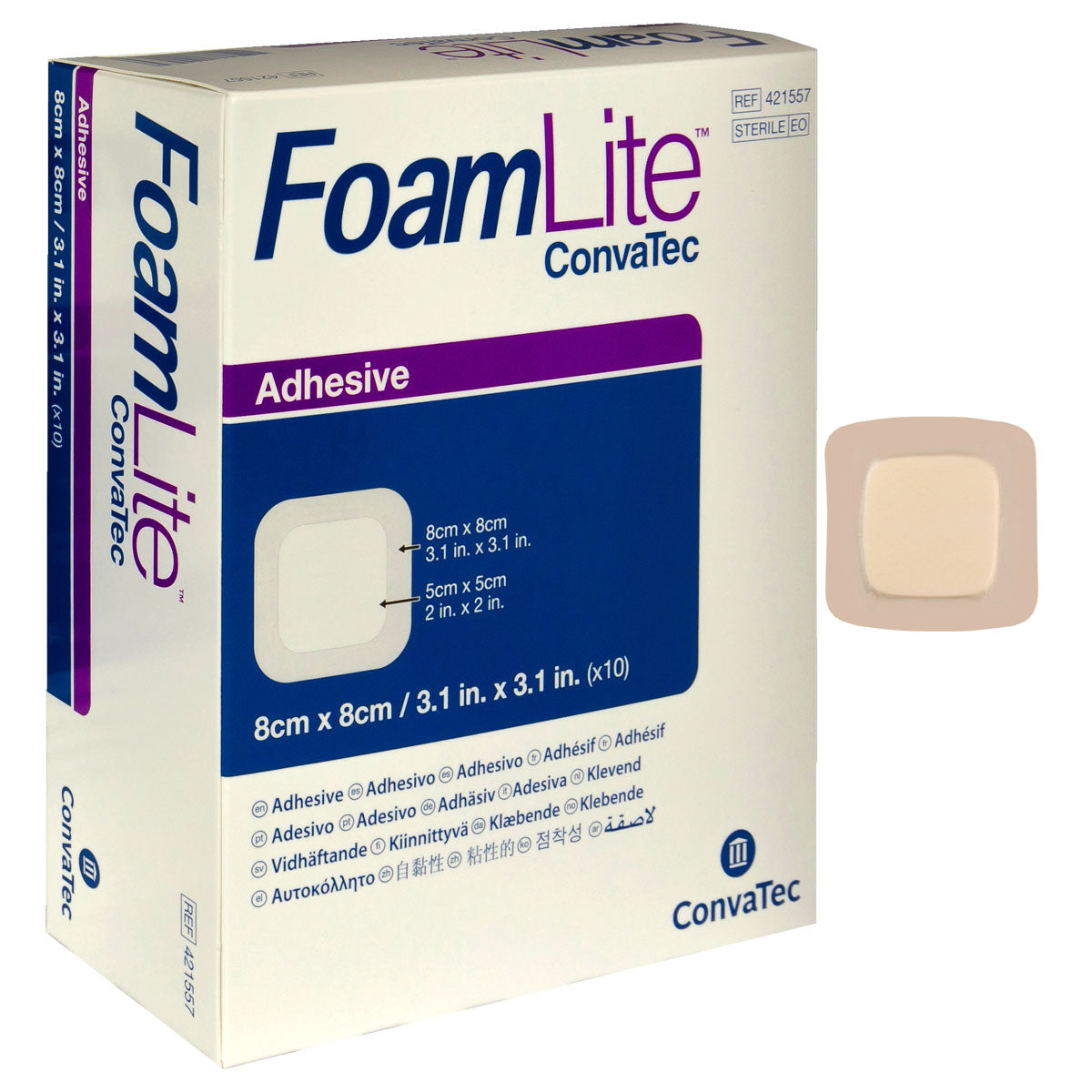 FoamLite Foam Adhesive Dressing, Square, 3-1/4" x 3-1/4", EA/1