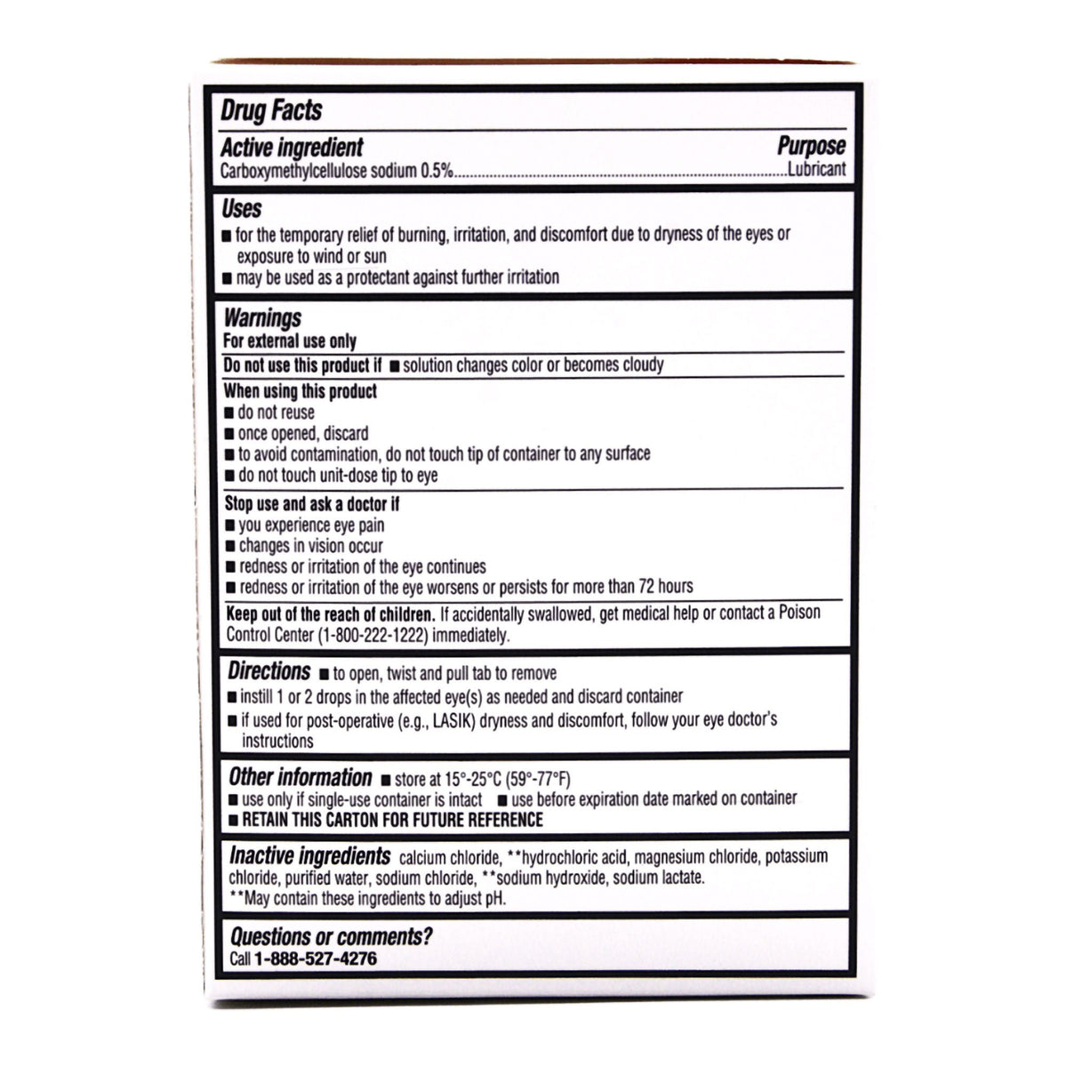 Rugby® 0.5% Carboxymethylcellulose Sodium Lubricant Eye Drops, Single Use Vials, BX/30