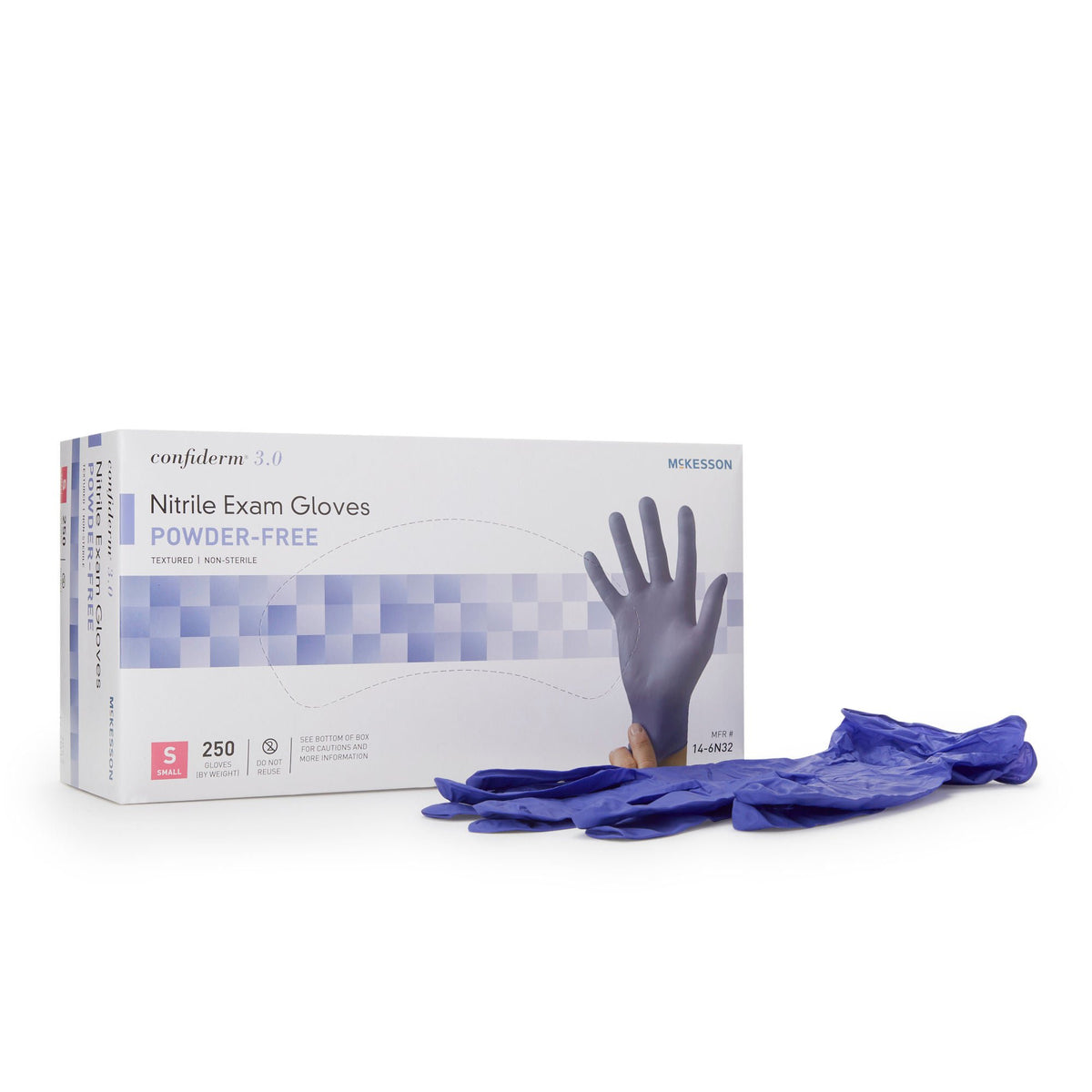 McKesson Confiderm® 3.0 Nitrile Exam Glove, Small, Blue, BX/1