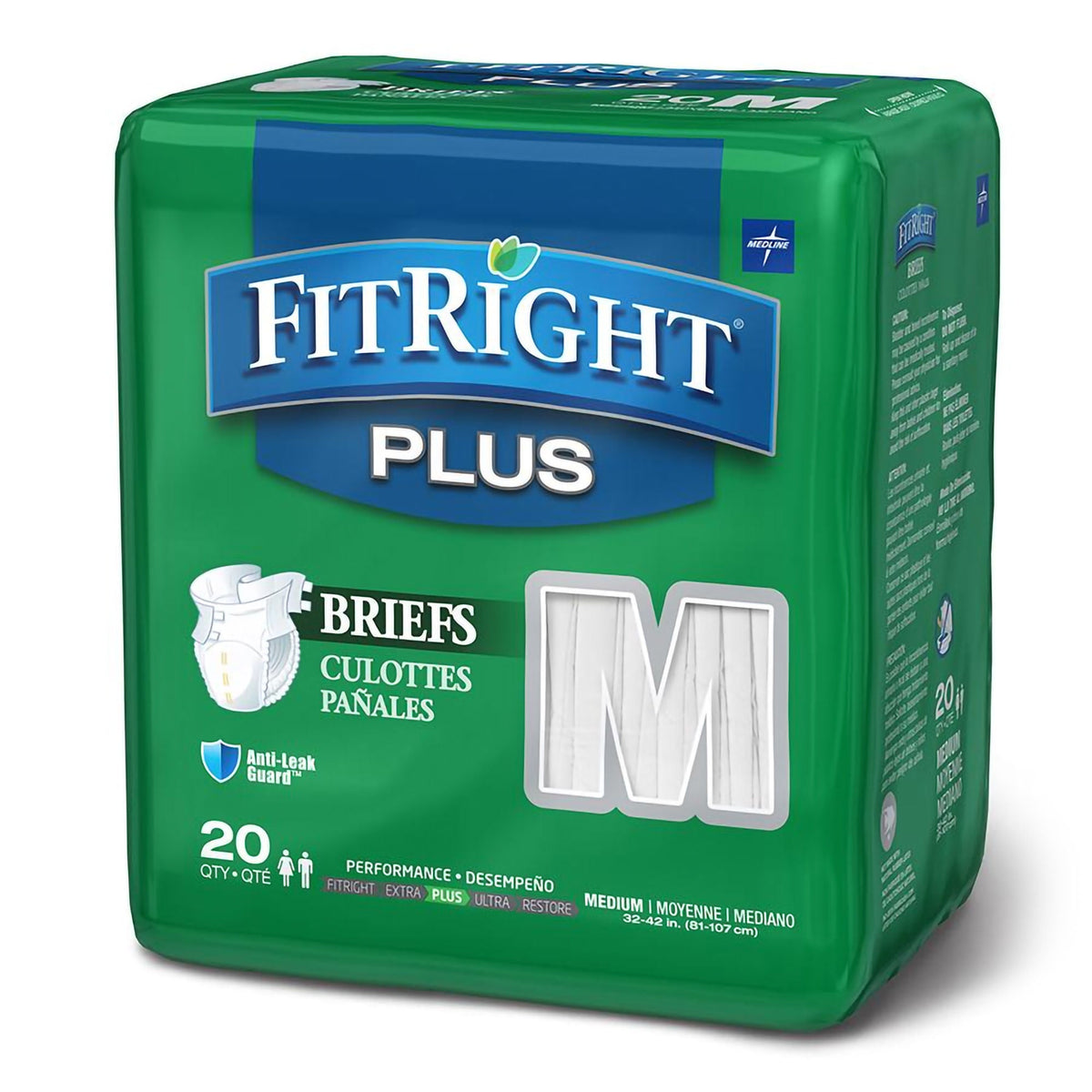 FitRight™ Plus Anti-Leak Guard Briefs, Medium, CS/80