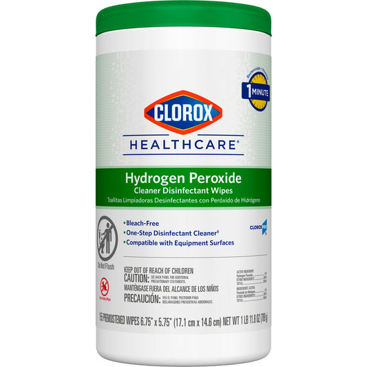 Clorox Healthcare® Hydrogen Peroxide Cleaner Disinfectant Wipes 6.75 x 5.75 Inch, CS/6