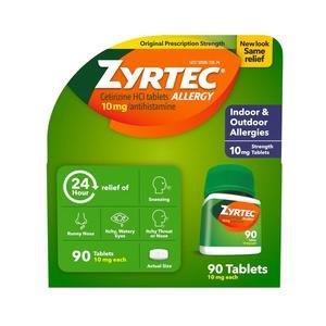 Adult ZYRTEC 10mg IR Tablet, 90 ct - REPLACES 5320690