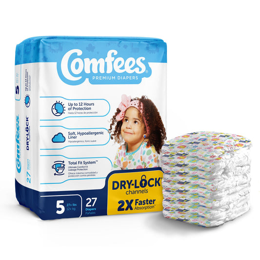 Attends Comfees Premium Baby Diapers, Unisex, Tab Closure, Size 5, BG/27