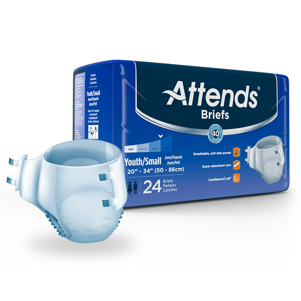 Attends® Briefs Youth/Small, CS/96