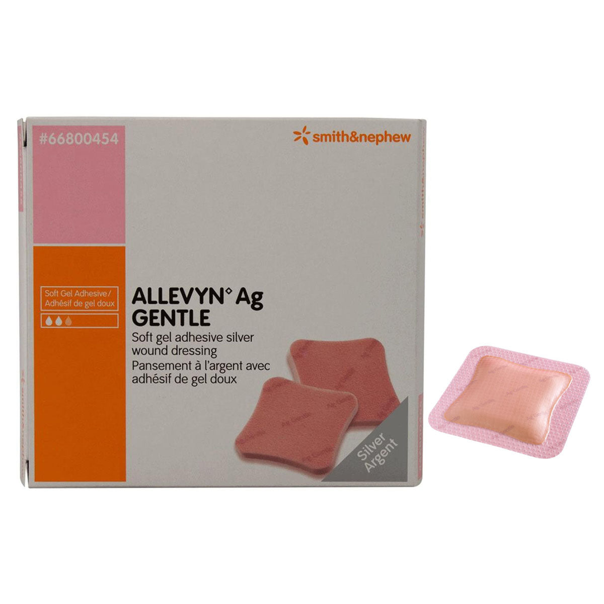 ALLEVYN Ag Gentle Border Silicone Gel Adhesive Silver Wound Dressing, 7" x 7"