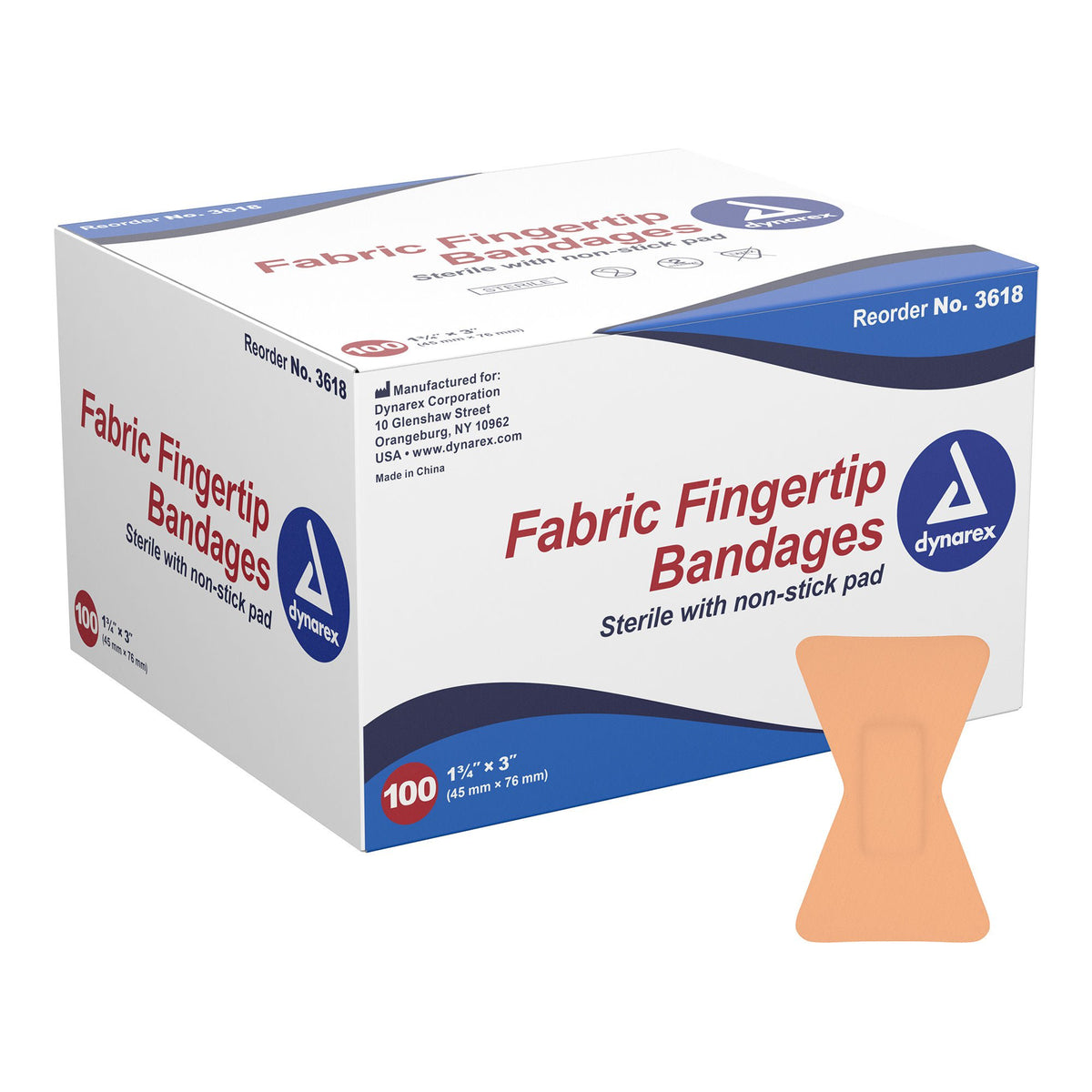 dynarex® Tan Adhesive Fabric Bandage, 1¾ x 3 Inch, BX/100